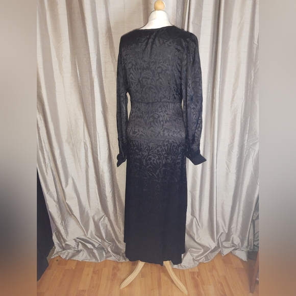 Black satiny long sleeve maxi dress UK 12 Joe Browns Goth Whimsigoth Halloween - Picture 6 of 13